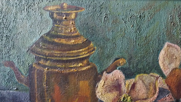 Jackson Pollock Very Early Original Vintage 1929 Avant Garde Still Life Oil Painting Study Samovar Tiare Tahiti Manual Arts High School LA CA