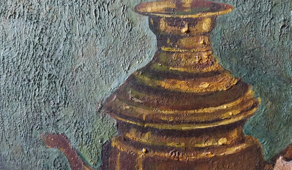 Jackson Pollock Very Early Original Vintage 1929 Avant Garde Still Life Oil Painting Study Samovar Tiare Tahiti Manual Arts High School LA CA