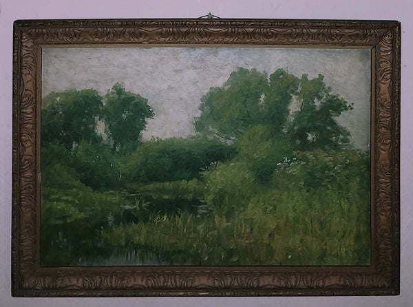 Frank Weston Benson Original Antique The Ten American Painters Tonalism Impressionist Maine Marsh River Scene Landscape Oil Painting