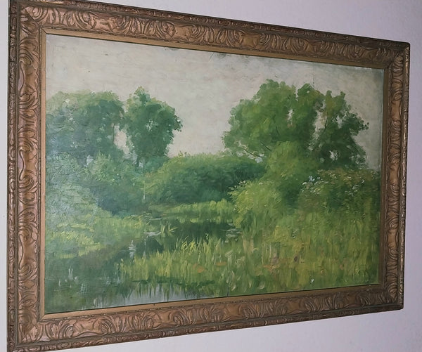 Frank Weston Benson Original Antique The Ten American Painters Tonalism Impressionist Maine Marsh River Scene Landscape Oil Painting