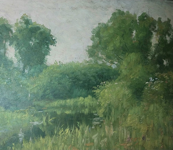 Frank Weston Benson Original Antique The Ten American Painters Tonalism Impressionist Maine Marsh River Scene Landscape Oil Painting