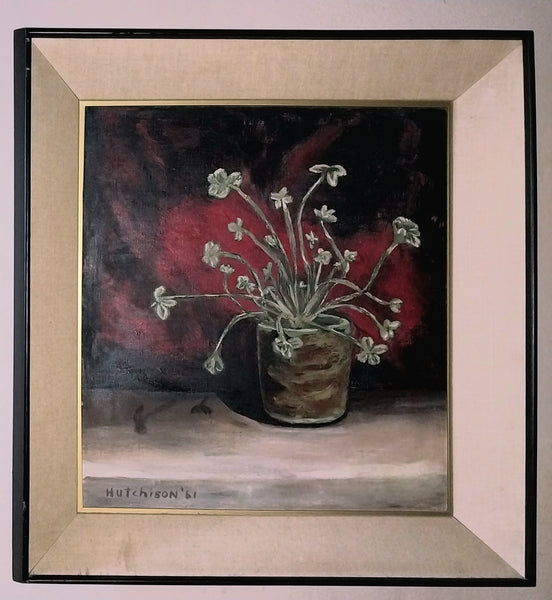 Sir William Hutchison Original Vintage Glasgow School Edinburgh Group Scottish White Clover Still Life Oil Painting