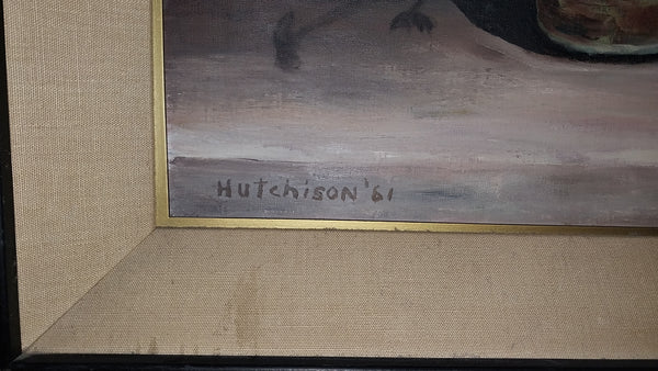 Sir William Hutchison Original Vintage Glasgow School Edinburgh Group Scottish White Clover Still Life Oil Painting