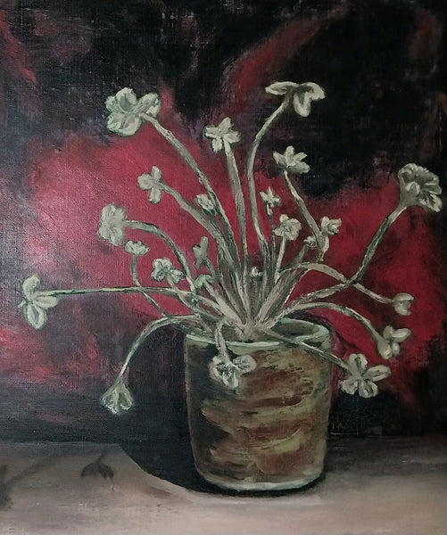 Sir William Hutchison Original Vintage Glasgow School Edinburgh Group Scottish White Clover Still Life Oil Painting