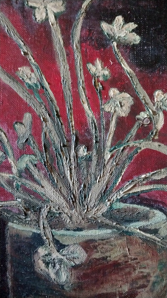 Sir William Hutchison Original Vintage Glasgow School Edinburgh Group Scottish White Clover Still Life Oil Painting