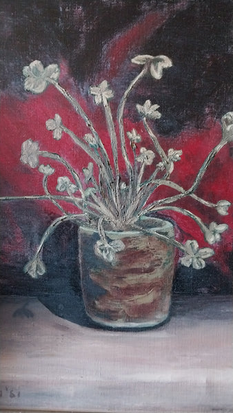 Sir William Hutchison Original Vintage Glasgow School Edinburgh Group Scottish White Clover Still Life Oil Painting