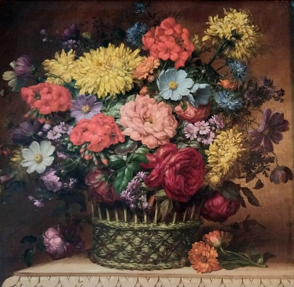 Jean- Baptiste Monnoyer Original Antique 17th Century Franco- Flemish Floral Still Life Oil Painting