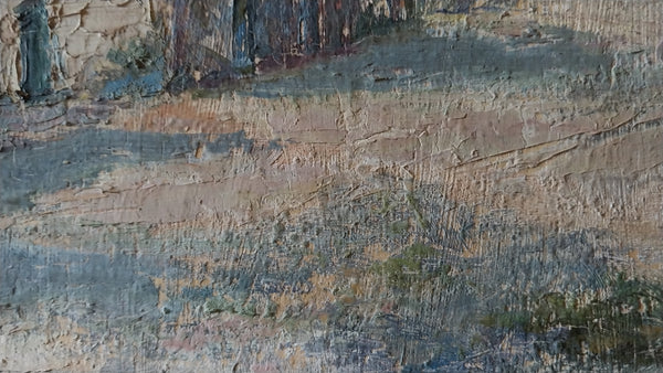 Frank Tenney Johnson Original Vintage Antique 1930s American Western Frontier Pioneer Landscape Oil Painting with Canyon Study Verso