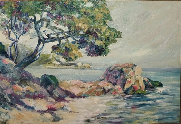 Guy Orlando Rose Original Antique California Plein Air Giverny Colony Impressionist Monterey Cypress CA Coast Landscape Oil Painting