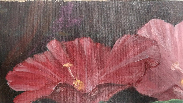 Jane Peterson Original Vintage American Impressionism Expressionist Still Life Oil Painting Hibiscus Flowers