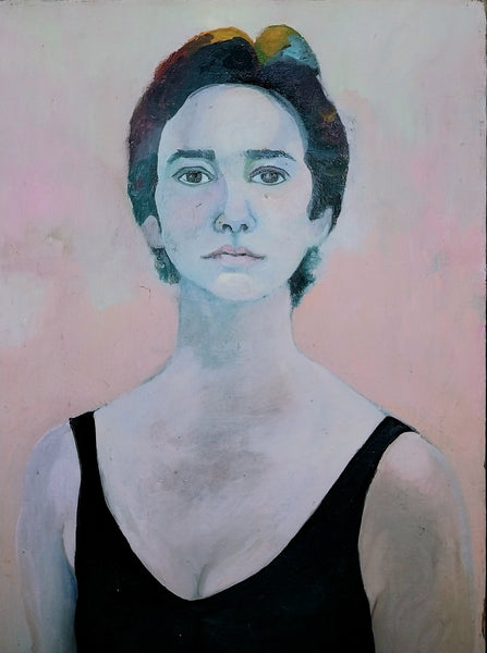 Joan Brown Original Vintage SF Bay Area Figurative Lg Portrait Oil Painting
