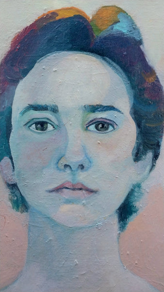 Joan Brown Original Vintage SF Bay Area Figurative Lg Portrait Oil Painting