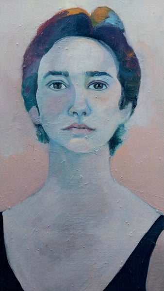 Joan Brown Original Vintage SF Bay Area Figurative Lg Portrait Oil Painting
