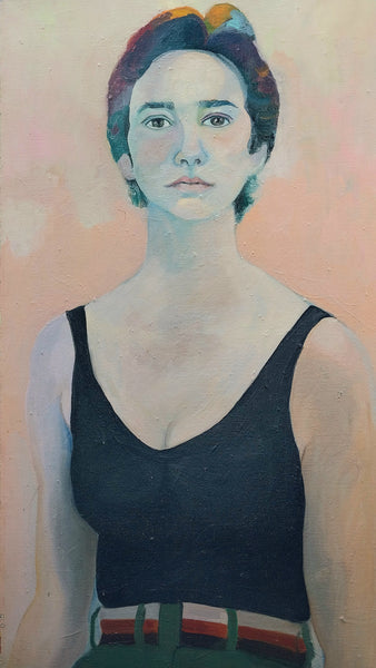 Joan Brown Original Vintage SF Bay Area Figurative Lg Portrait Oil Painting