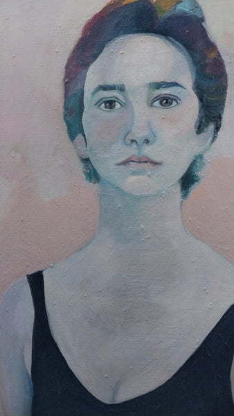 Joan Brown Original Vintage SF Bay Area Figurative Lg Portrait Oil Painting