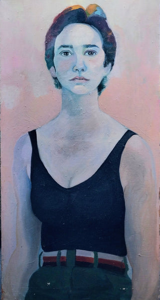 Joan Brown Original Vintage SF Bay Area Figurative Lg Portrait Oil Painting