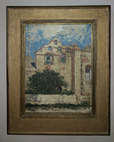 Benjamin Chambers Brown Vintage Antique Original California Plein Air Impressionist Oil Painting San Gabriel Mission