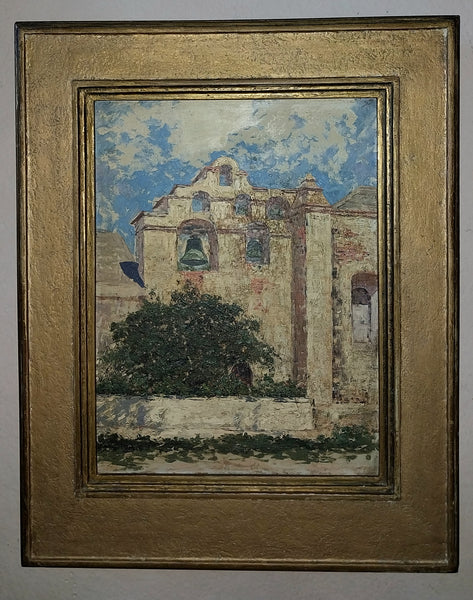 Benjamin Chambers Brown Vintage Antique Original California Plein Air Impressionist Oil Painting San Gabriel Mission