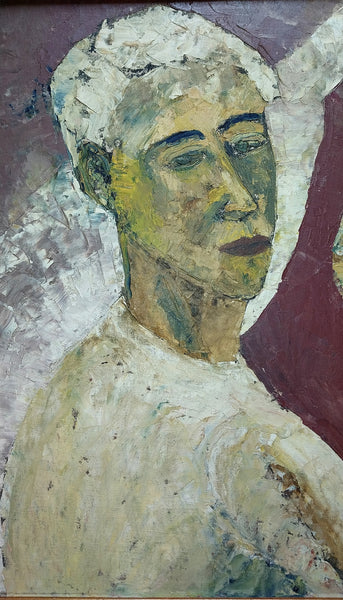 Henrietta Berk Original Mid Century San Francisco Bay Area Figurative Bridge Generation Expressionist Portrait Oil Painting