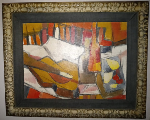 Paul Mak Pavel Ivanov Original Vintage Russian Futuristic Cubist Still Life Oil Painting