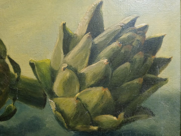 William H. Bailey Original Vintage Contemporary American Realism Still Life Oil Painting Artichokes 1964