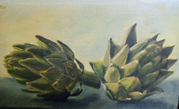 William H. Bailey Original Vintage Contemporary American Realism Still Life Oil Painting Artichokes 1964