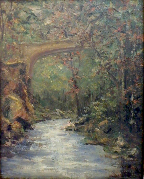 Original Adolphe Monticelli Antique Late 19th Century Pont Sur l'Huveaune Bridge Over the Huveaune Adolphe Joseph Thomas Monticelli French Landscape Oil Painting