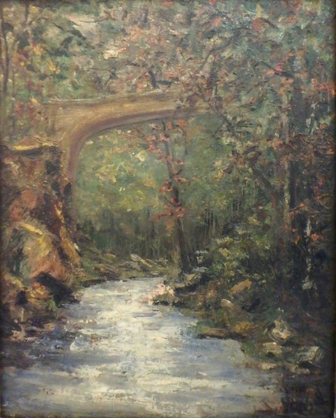 Original Adolphe Monticelli Antique Late 19th Century Pont Sur l'Huveaune Bridge Over the Huveaune Adolphe Joseph Thomas Monticelli French Landscape Oil Painting