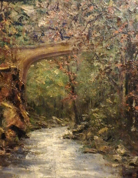 Original Adolphe Monticelli Antique Late 19th Century Pont Sur l'Huveaune Bridge Over the Huveaune Adolphe Joseph Thomas Monticelli French Landscape Oil Painting