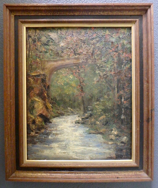 Original Adolphe Monticelli Antique Late 19th Century Pont Sur l'Huveaune Bridge Over the Huveaune Adolphe Joseph Thomas Monticelli French Landscape Oil Painting