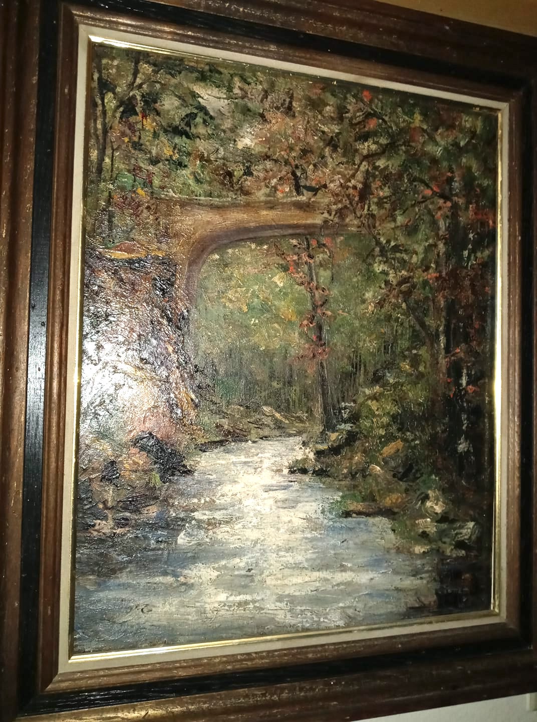 Original Adolphe Monticelli Antique Late 19th Century Pont Sur l'Huveaune Bridge Over the Huveaune Adolphe Joseph Thomas Monticelli French Landscape Oil Painting