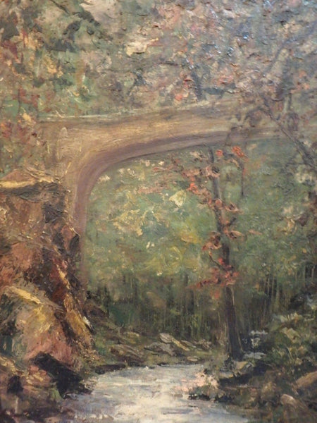 Original Adolphe Monticelli Antique Late 19th Century Pont Sur l'Huveaune Bridge Over the Huveaune Adolphe Joseph Thomas Monticelli French Landscape Oil Painting