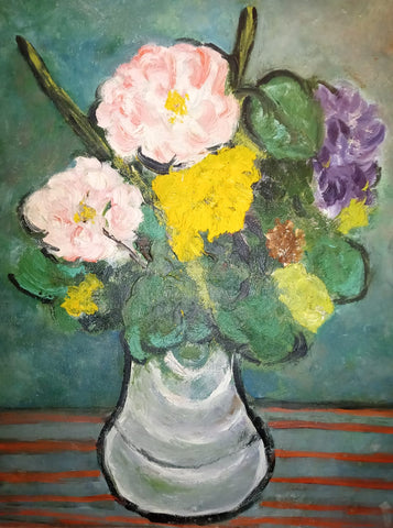 Alfred Henry Maurer Original Vintage Antique French Fauve American Modernist Still Life with Flowers Vase Avec Fleurs Oil Painting