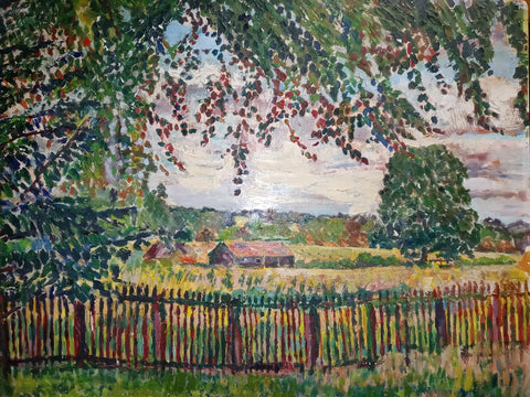 Alfred Sisley Original Late 19th Century Antique French Impressionist Plein Air Moret-sur-Loing Parisian Countryside Barn France Oil on Academy Board Painting Circa 1895