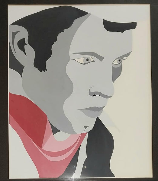 Andy Warhol Original Vintage American Pop Art Acrylic Painting John Travolta Portrait Urban Cowboy