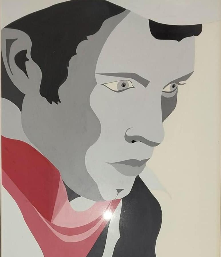 Andy Warhol Original Vintage American Pop Art Acrylic Painting John Travolta Portrait Urban Cowboy