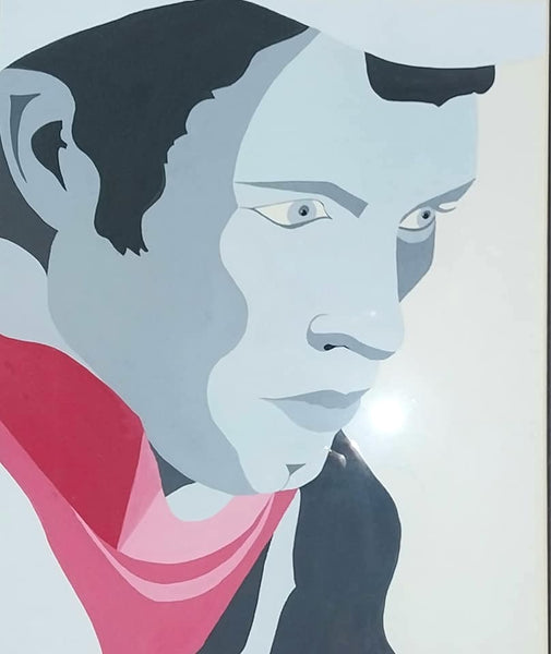 Andy Warhol Original Vintage American Pop Art Acrylic Painting John Travolta Portrait Urban Cowboy