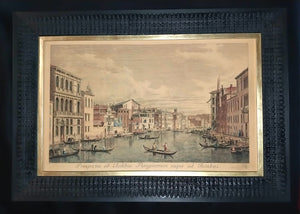 Antonio Visentini Original 18th Century Antique Aquatint Painting Engraving Grand Canal From Palazzo Flangini to Palazzo Bembo