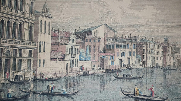 Antonio Visentini Original 18th Century Antique Aquatint Painting Engraving Grand Canal From Palazzo Flangini to Palazzo Bembo