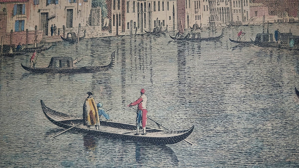 Antonio Visentini Original 18th Century Antique Aquatint Painting Engraving Grand Canal From Palazzo Flangini to Palazzo Bembo