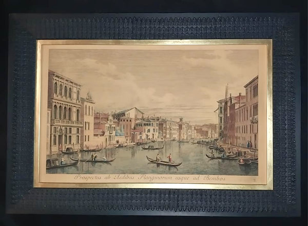 Antonio Visentini Original 18th Century Antique Aquatint Painting Engraving Grand Canal From Palazzo Flangini to Palazzo Bembo