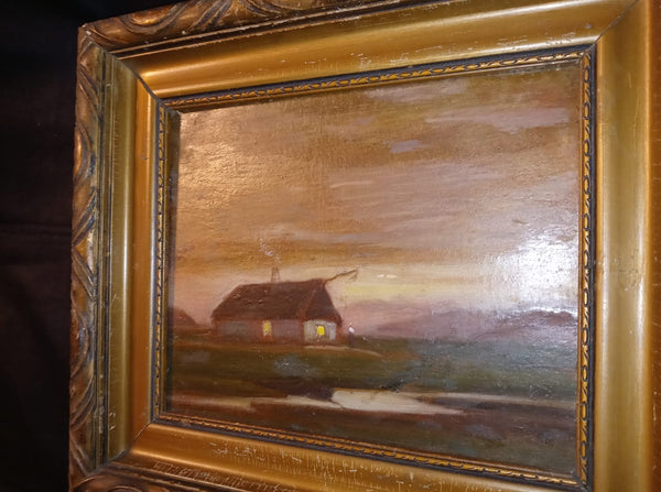 Arthur Mathews Original California Tonalism American Arts & Crafts Era Movement Atmospheric Landscape with Figure Antique Oil Painting