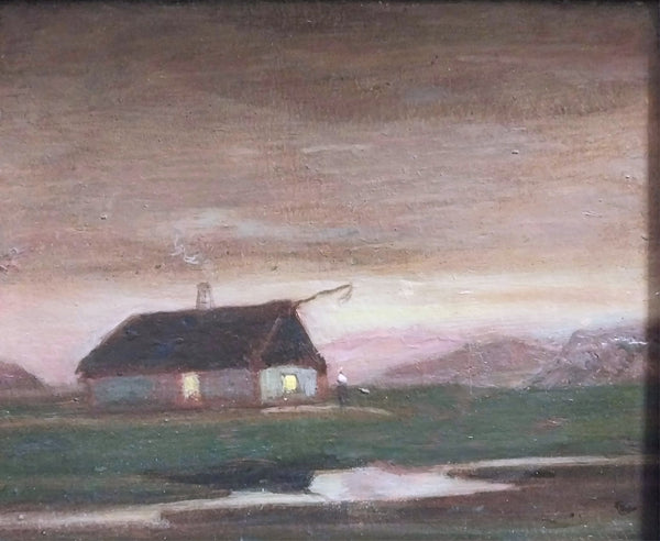 Arthur Mathews Original California Tonalism American Arts & Crafts Era Movement Atmospheric Landscape with Figure Antique Oil Painting