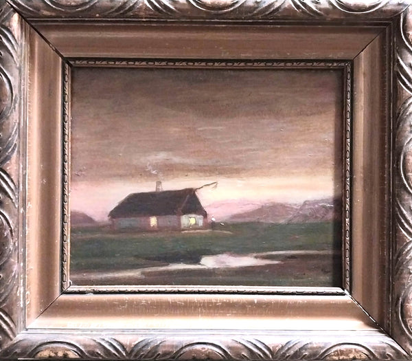 Arthur Mathews Original California Tonalism American Arts & Crafts Era Movement Atmospheric Landscape with Figure Antique Oil Painting