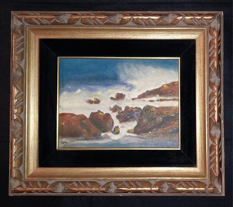 Clara Greenleaf Perry Original Vintage Massachusetts American Impressionism Oil Painting Surf and Rocks Seascape