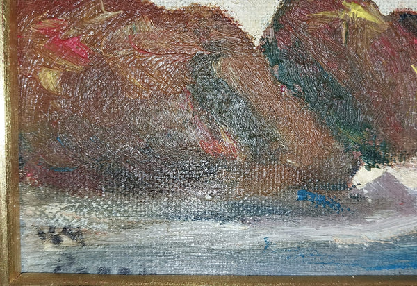 Clara Greenleaf Perry Original Vintage Massachusetts American Impressionism Oil Painting Surf and Rocks Seascape