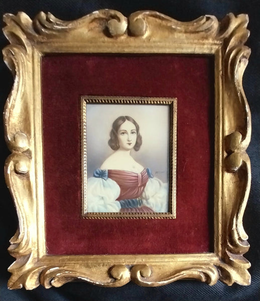 Claude Charles Antoine Berny d’Ouville Original 19th Century Antique French Miniature on Ivory Watercolor Painting