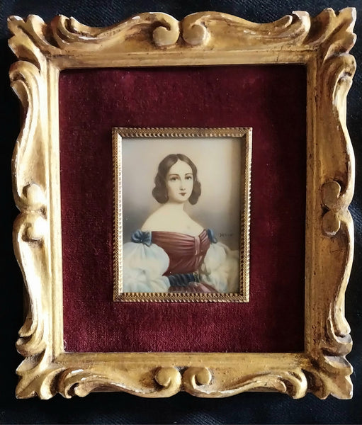 Claude Charles Antoine Berny d’Ouville Original 19th Century Antique French Miniature on Ivory Watercolor Painting