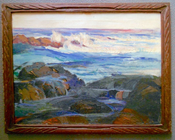 Edgar Payne Original Laguna Beach Surf Waves & Rocks Antique CA Plein Air Impressionist Oil Painting