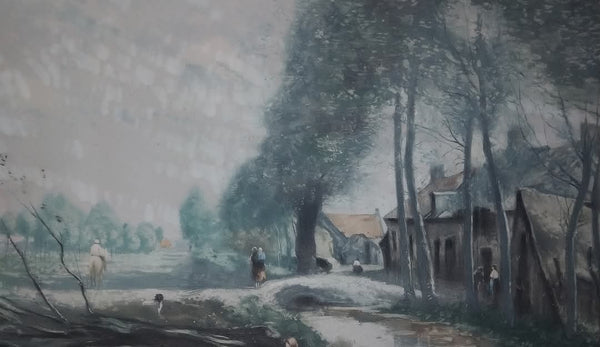 Jean Baptiste Camille Corot Rare Antique 19th Century Signed Numbered 4 / 200 Lithograph Print The Sin-le-Noble Road Near Douai 1873